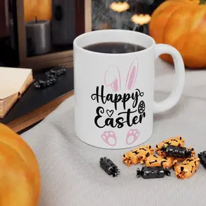 Happy Easter Mug Cute Aesthetic Mug Christian Mug Easter Bunny Mug Easter Coffee Mug Easter Gift,Aesthetic Spring Easter Gift Cup, Christian Holiday Coffee Mug, Easter Basket Stuffer, Funny Easter Bunny Tea Mug