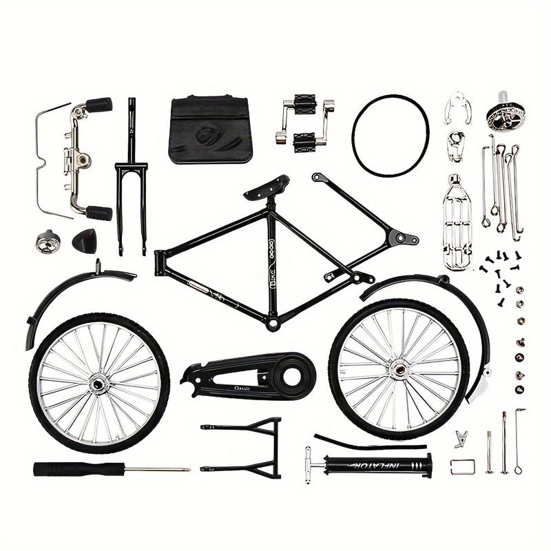 52-Piece Brain-Training/Hands-On/Retro Bicycle Model Set - Miniature Aluminum Alloy Set, Perfect for Collectors and Hobbyists, a Meaningful Gift and Home/Office Decor.