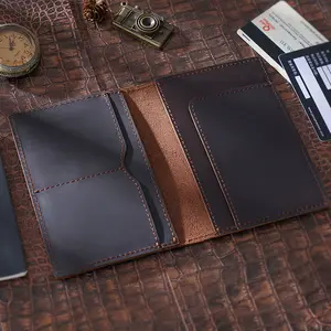 Genuine Leather Passport Wallet Holder Vintage Travel Organizer with ID Window Card Slots & Cash Pocket Slim Passport Case for Men Women Business International Trips Durable Passport Clip Booklet Diary Set