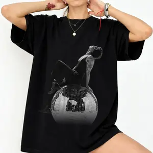 Harry Styles Inspired “Kiss All the Time” Disco Shirt, Seated Side View on Disco Ball Graphic Tee, Unisex Soft Cotton, Retro Concert Outfit Gift