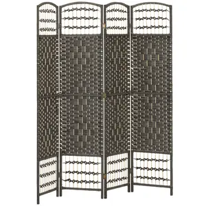 HOMCOM Room Divider, Folding Privacy Screen, 5.6' Room Separator, Wave Fiber Freestanding Partition Wall Divider
