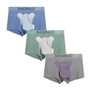 SHIQINUO Elephant Trunk Underwear for Men Modal Fabric Novelty Boxer Briefs with Elephant Nose Design Comfortable Gift 3Pack Breathable Dual Pouch Design - Menswear