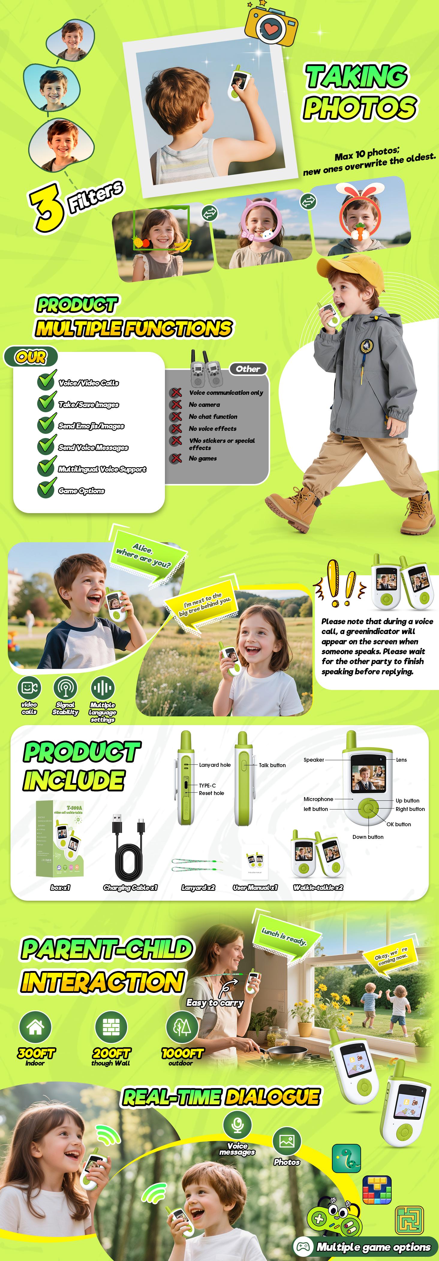 Video Walkie Talkies for Kids,2 Pack Rechargeable Kids Walkie Talkies with Video Call & Camera,Send Photos/Text,18 Emoji Expressions 3 Mini Games & 1000ft Range, Camping, Birthday,Hiking Gift for 3-12 Year Old Boys Girls Video Walkie Talkies for Kids,2 Pack Rechargeable Kids Walkie Talkies with Video Call & Camera,Send Photos/Text,18 Emoji Expressions 3 Mini Games & 1000ft Range, Camping, Birthday,Hiking Gift for 3-12 Year Old Boys Girls