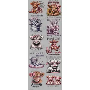 JUST A GIRL WHO LOVES HIGHLAND COWS (1) (60 INCH) PREMADE GANGSHEET - 22X60 DTF TRANSFERS - DIRECT TO FILM