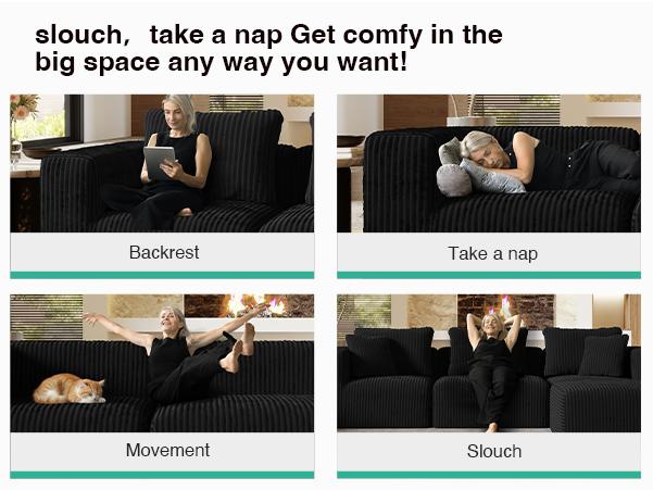 【4 Packages Shipping] Plush Corduroy Cloud Velvet Modular Couch with Chaise & Ottoman, No Assembly Required - L/U- Shaped Sectional Sofa Set with Flexible Configuration