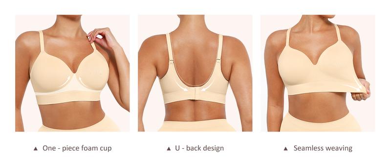 FeelinGirl Wireless Push Up Bra for Women, Seamless Comfort Bralettes No Underwire Supportive Full Coverage Everyday Bras Women Push Up Bra  Comfortable Fabric Casual Womenswear Soft Adjustable Comfy Smooth Springtok Halter Neck