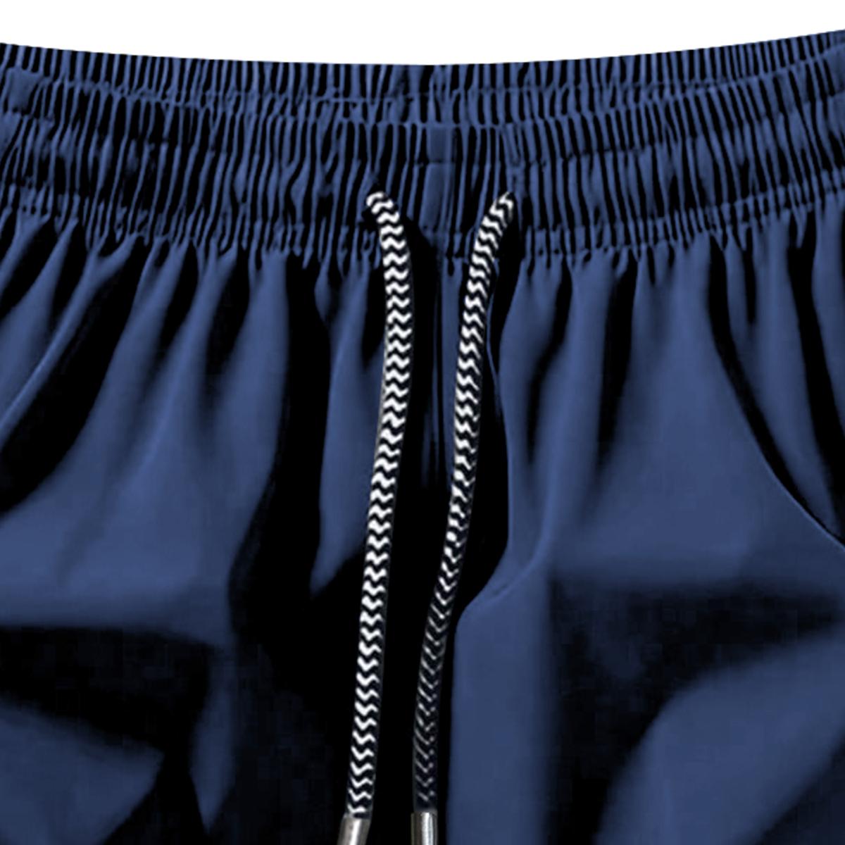 Men's Solid Color Casual Shorts Three-Piece Set, With Zipper Pockets, Summer Fashion Drawstring Sports Shorts, Suitable For Gym And Outdoor Wear