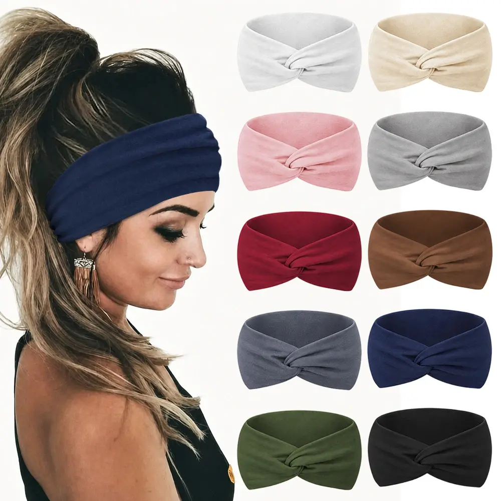 10 PCS Women Headbands African 4inch Wide Hair Wrap Extra Turban Head Bands for Lady Large Sport Workout Non-slip Big Hair Bands