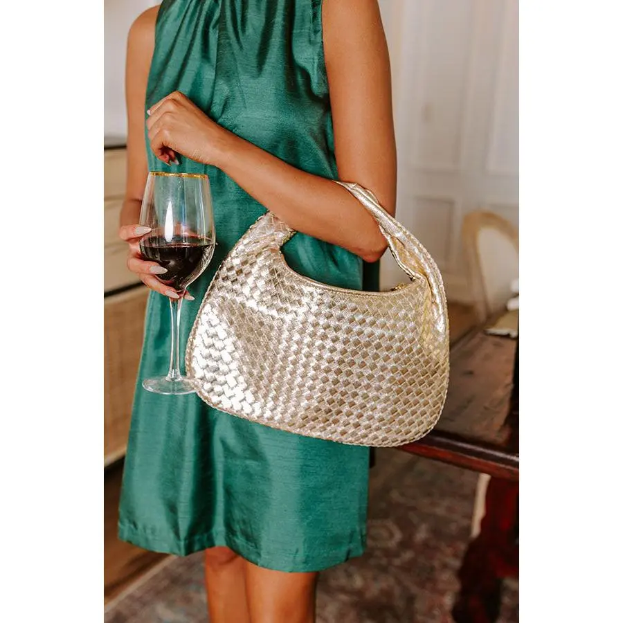 Shine Bright Woven Metallic Purse in Gold