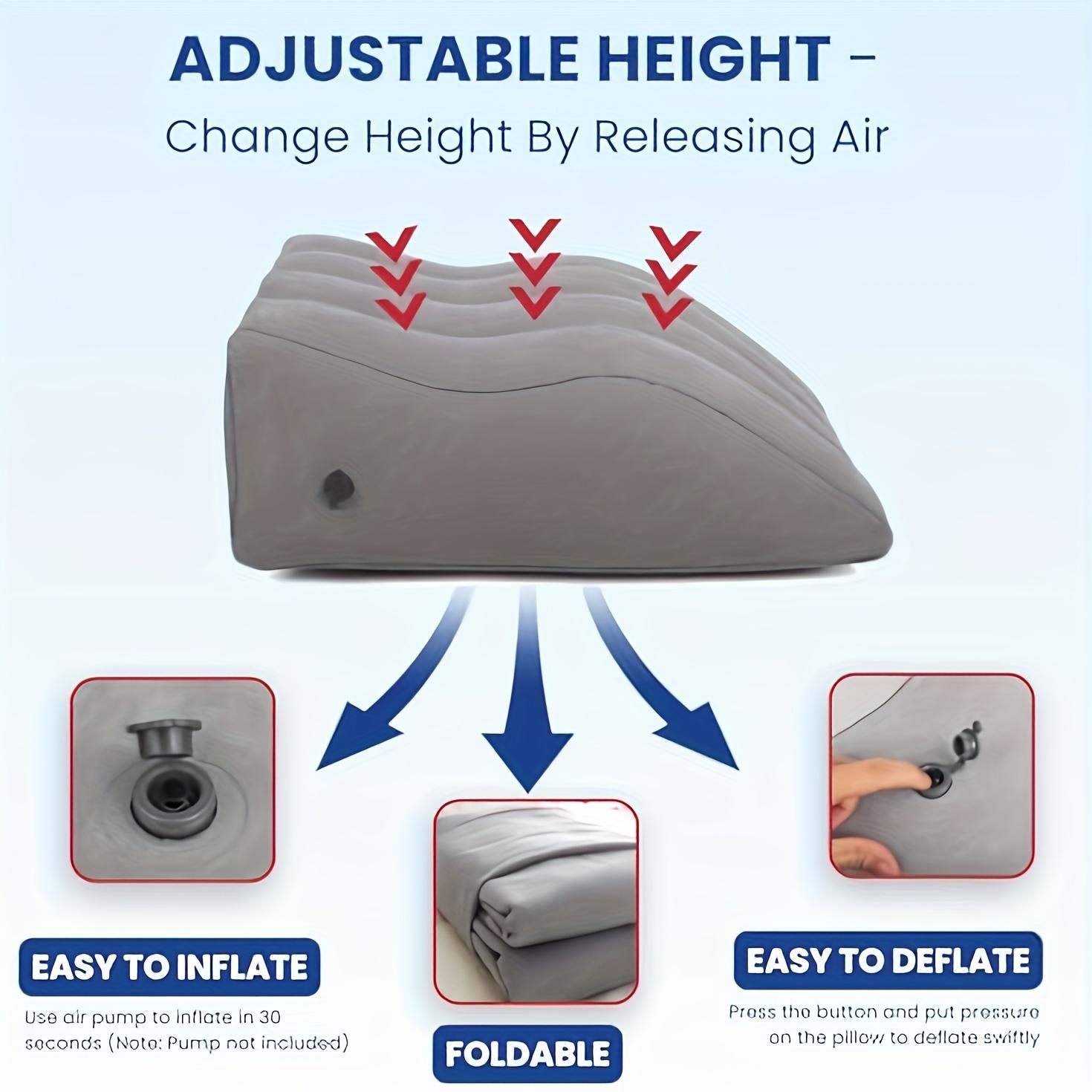 1pc Inflatable Lumbar & Leg Elevation Pillow, Adjustable Wedge for Sleeping, Improves Back Contact & Comfort, Ideal for Post-Surgery Recovery, Hip/Foot/Ankle Support, Durable Soft Cover