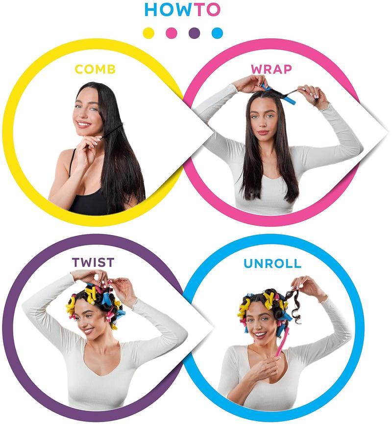 Heatless Flexible Hair Rollers Curlers 42-pack 7" Soft Foam Flexi Twist Curling Rods for Short Long Hair