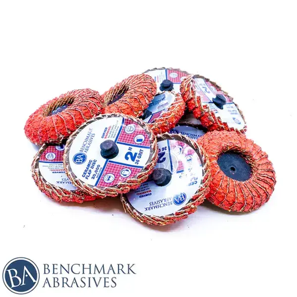 2" Curved Quick-Change Ceramic Flap Discs - 1 Piece Regular Density Metal Polishing Wheels for Hand Tool Cutting & Finishing on Titanium, Wrought Iron, Carbon Steel Alloys