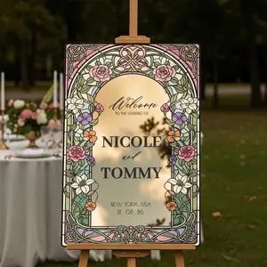 Wildflowers Mirror Wedding Welcome Sign