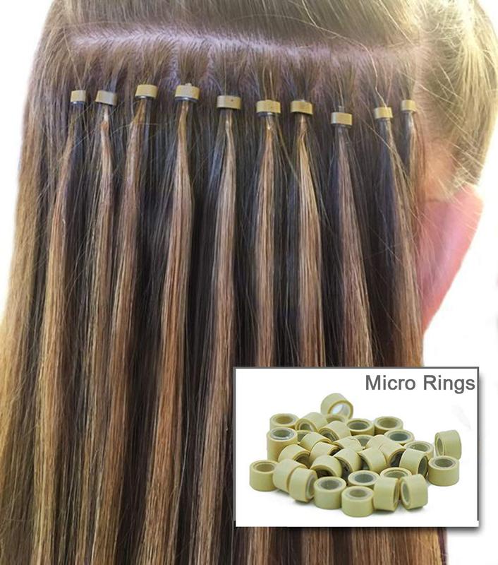2500pcs 5mm Hair Extentions Beads, Silicone Lined Micro Rings Links, I Tip Weft Sew in and Hair Tinsel Beads for Hair Extensions,Multi-colored