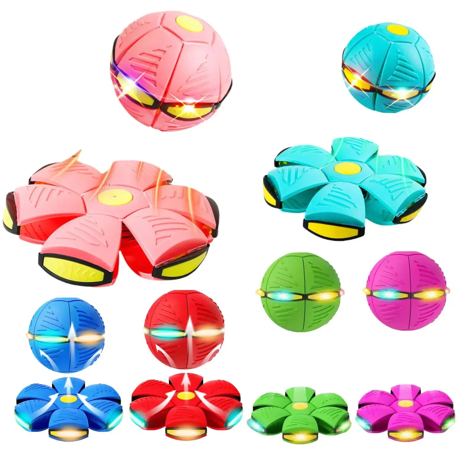 Random 3 Colors 2-In-1 Stomp & Flying Saucer Deformable Ball - Ultimate Outdoor Stress Relief Toy