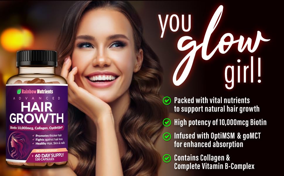24-in-1 Advanced Hair Growth Vitamins | Biotin 10,000mcg, Collagen, Patented OptiMSM, goMCT, Saw Palmetto | Naturally Regrow Stronger & Healthier Hair, Skin and Nails | Stops Hair Loss | 60 Day Supply 24-in-1 Advanced Hair Growth Vitamins | Biotin 10,000mcg, Collagen, Patented OptiMSM, goMCT, Saw Palmetto | Naturally Regrow Stronger & Healthier Hair, Skin and Nails | Stops Hair Loss | 60 Day Supply