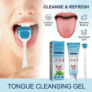 2-in-1 Tongue Cleansing Gel with Built-In Brush | Mint & Sorbose Formula for Deep Coating Removal | Reduces Bacteria & Eliminates Bad Breath | Gentle Daily Oral Care Kit (50g) Fragrance