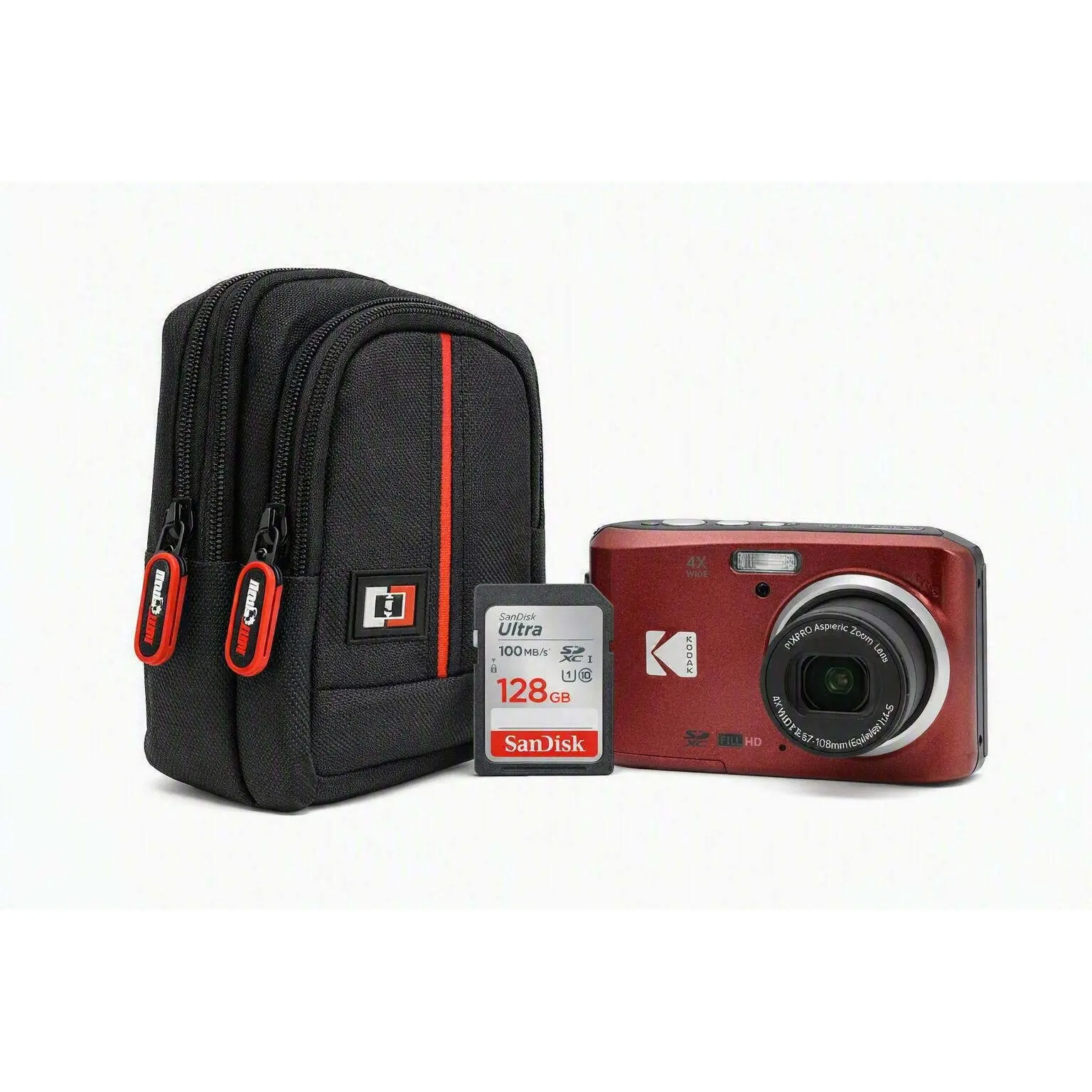 Kodak PIXPRO FZ45 16MP Digital Camera (Red) - 128GB Premium Bundle with Memory Card for Photography Enthusiasts