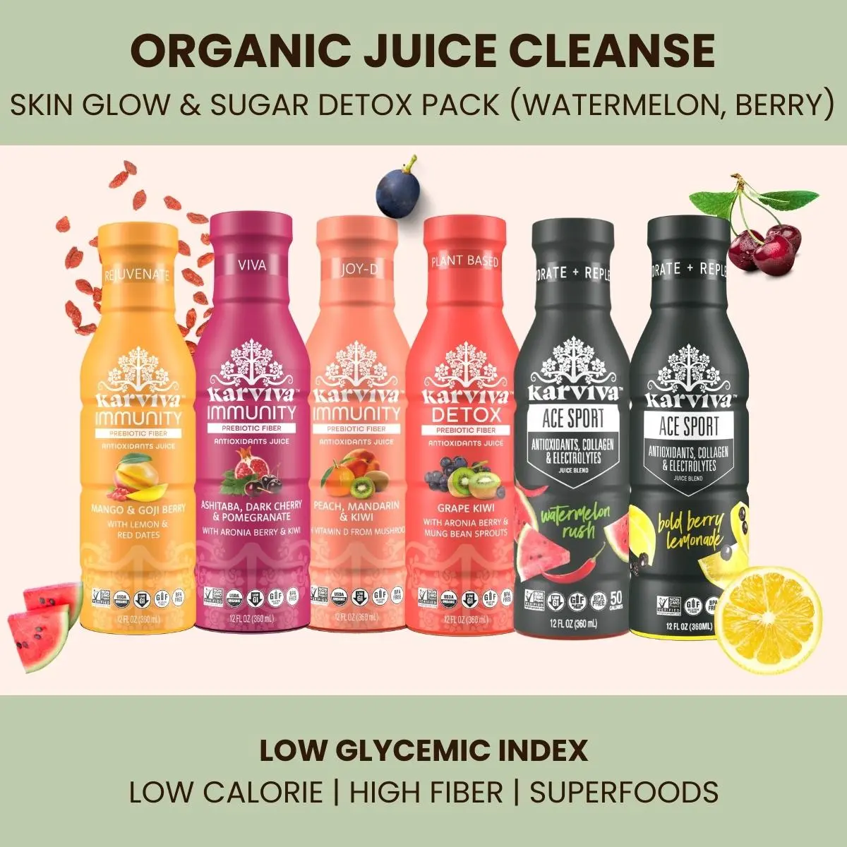 Karviva Organic Juice Variety Pack, Natural Plant-Based Fruit and Vegetable Beverage, Traditional Herb-Inspired Juice Blends, No Added Sugar, Botanical Fruit Drink, Mixed Flavors, 6-42 Bottles, 12 fl oz Each