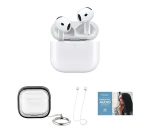 Apple AirPod 4 with Software Suite, Transparent Carry Case, an