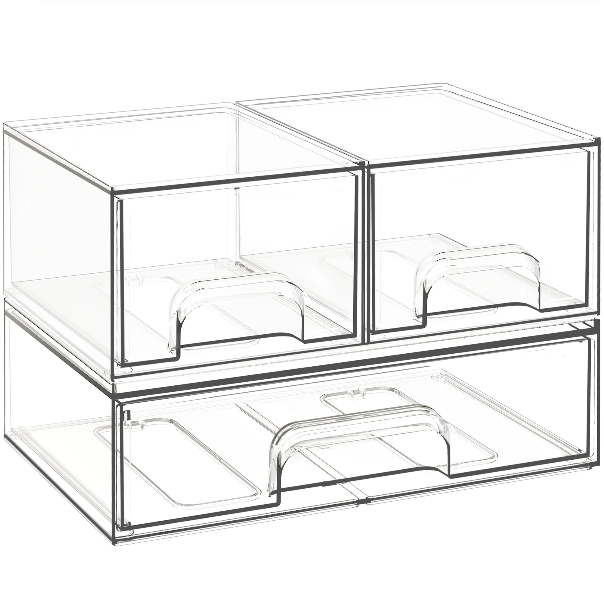 Criusia Stackable storage drawers, transparent plastic storage boxes, suitable for storing baby products, bottles, cosmetics, and for use in dressing tables, bathrooms, cabinets, and storage rooms. BPA-free, safe and reliable.,dorm essentials,home decor