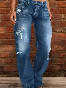 Midiross Ripped Low Waist Straight Leg Jeans