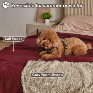 Catalonia Planet Waterproof Blanket for Bed, Reversible Sherpa Fleece Protector Couch Cover for Pets, Liquid Proof Furniture Protector for Medium Large Dogs