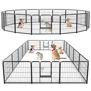 8/16-Panel Metal Dog Playpen with Door | 24 Inch High Indoor/Outdoor Pet Fence for Puppy, Small & Medium Dogs | For Home, Yard, Garden