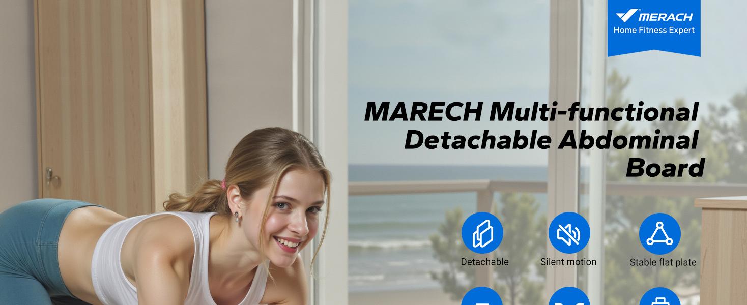 MERACH Multi-functional Adjustable Ab Exercise Board, Split Ab Slide Roller Board, Home Pilates Reformer with Knee Mat for Home Gym Core & Ab Strength Training, Abdominal Crunch Machine