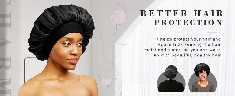 Satin Bonnet with Tie Band Double Layer Adjustable Sleep Bonnet with Silk-Like Lining Stay On Night Cap for Curly Hair Braids & Natural Hair school gift Sleeping Bonnet satin adjustable strap