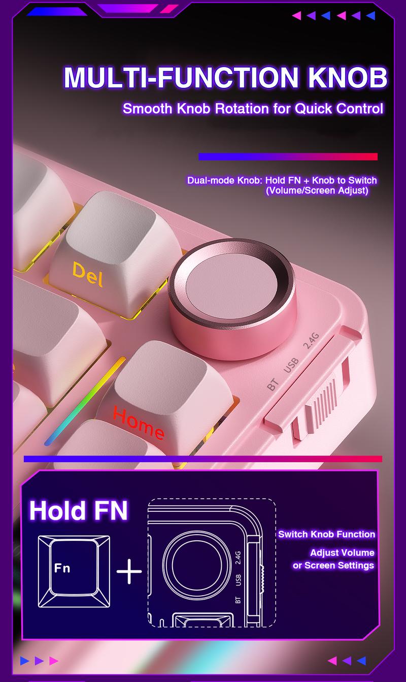 AULA S75 Pro 75% Wireless Mechanical Gaming Keyboard Tri-Mode Connection(Bluetooth/2.4G/Wired) Hot-Swappable Custom LCD Screen & Multifunction Knob RGB Backlight Long Battery Life (Cream Latte) PC Gaming Accessories Computer Creamy keyboards