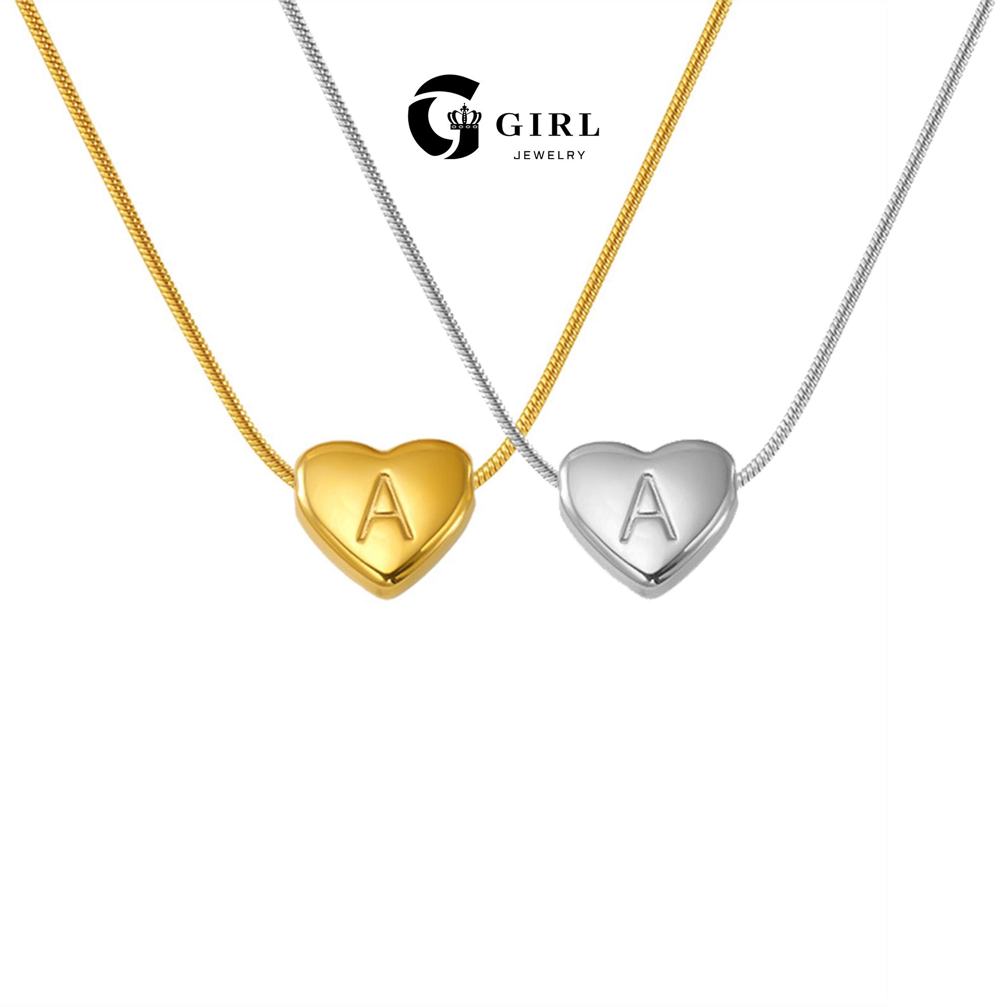 GGIRL 18K Gold Plated Necklace Filled Alphabet Letter Engraved Heart Bead for Women's Weddings Dances Parties Festivals Fashionable Jewelry Gifts Fashion Jewelry Gift for Holiday Haul Christmas Birthdays Anniversaries
