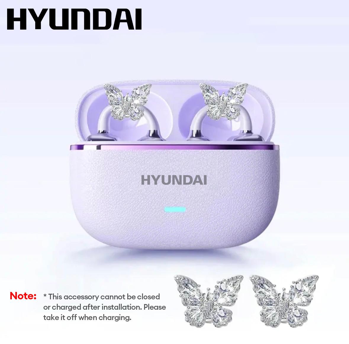 HYUNDAI C03 Clip On Wireless Headphones with Bluetooth 6.0 for Faster, Stable Connection, DT6.0 Pulse Directional Tech, 360° ACS Panoramic Sound, IPX5 Waterproof Audio Earbuds for Music & Calls, Comfortable for Sports, Compatible with Android & iOS