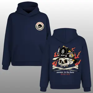 Workin To The Bone Firefighter Skull Ragtop Hoodie, 2 Sides, Boneward Bound Firefighter Skull Hooded Sweatshirt, Flaming TR 2010 Fire Rescue Pullover