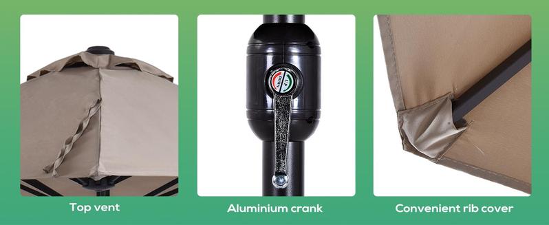 Outsunny Extra Large 15ft Patio Umbrella, Double-Sided Outdoor Umbrella with Crank Handle and Air Vents for Backyard, Deck, Pool, Market, without base