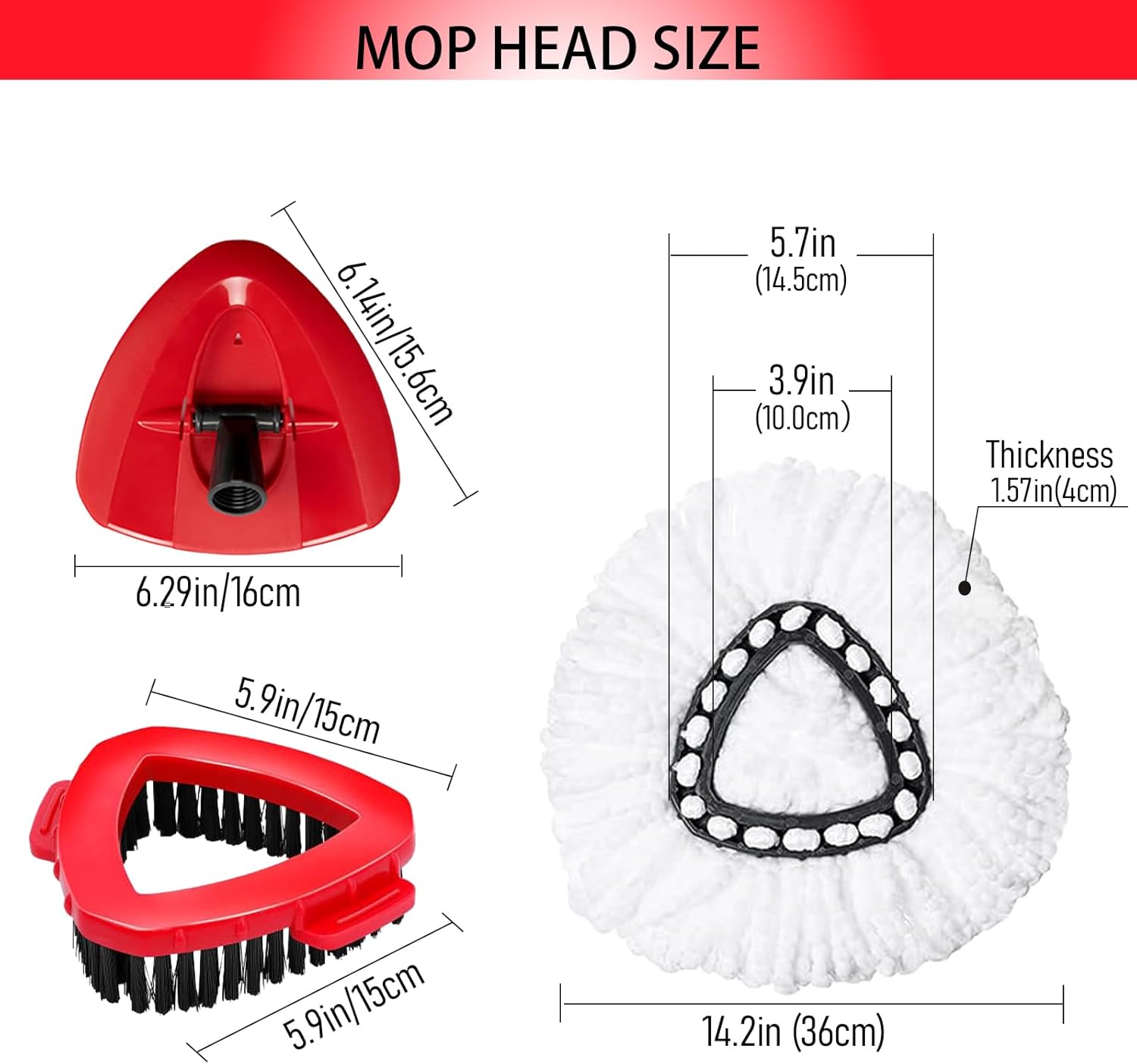 Spin Mop Head Replacement & Shower Floor Scrubber for O Cedar 1-Tank System,Microfiber Mop Refill Heads for Cleaning All Hard-surfaced Floor, Easy to Replace Easy to Clean