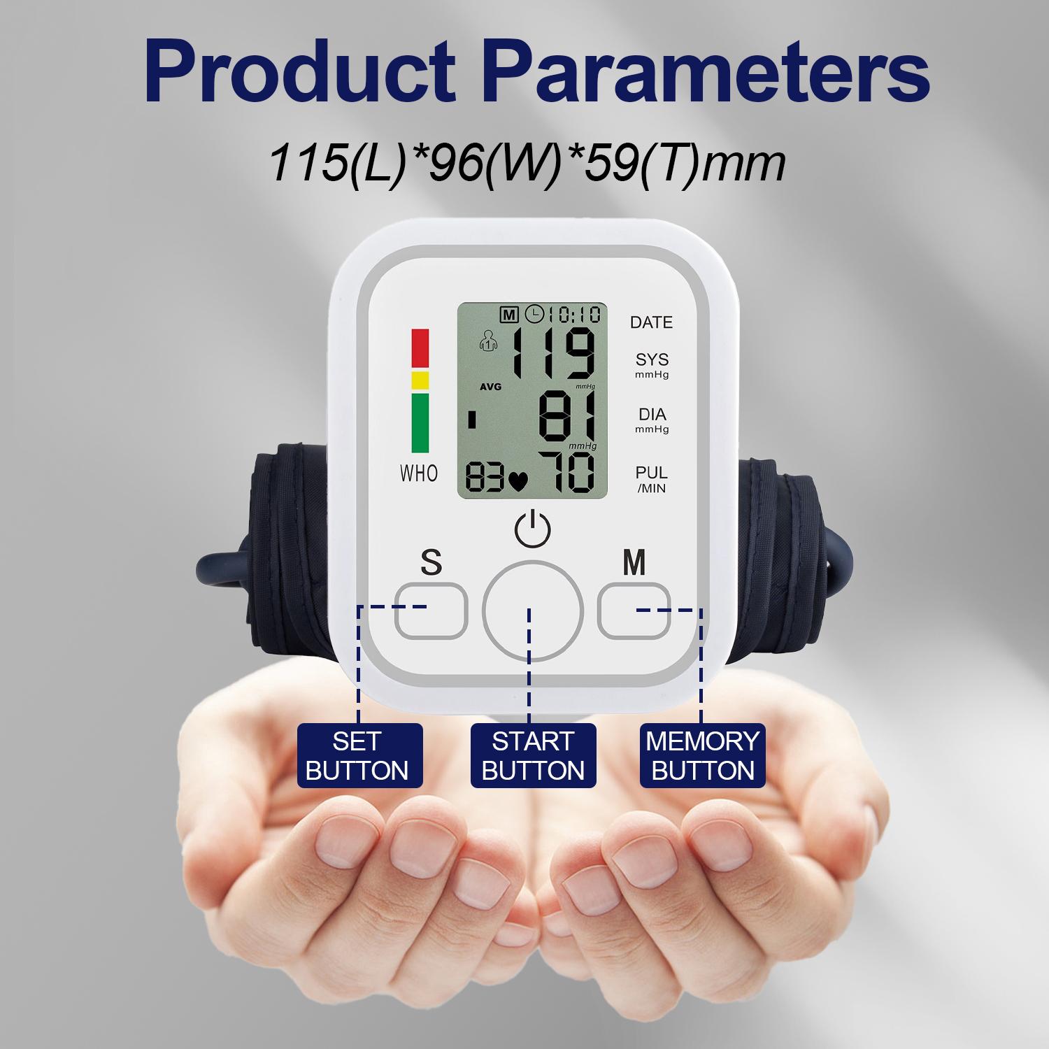 Smart Upper Arm Blood Pressure Monitor,  Large LCD Display, One-Touch Operation, Voice Reports, Adjustable Cuff, Home & Trave, Essential for Seniors