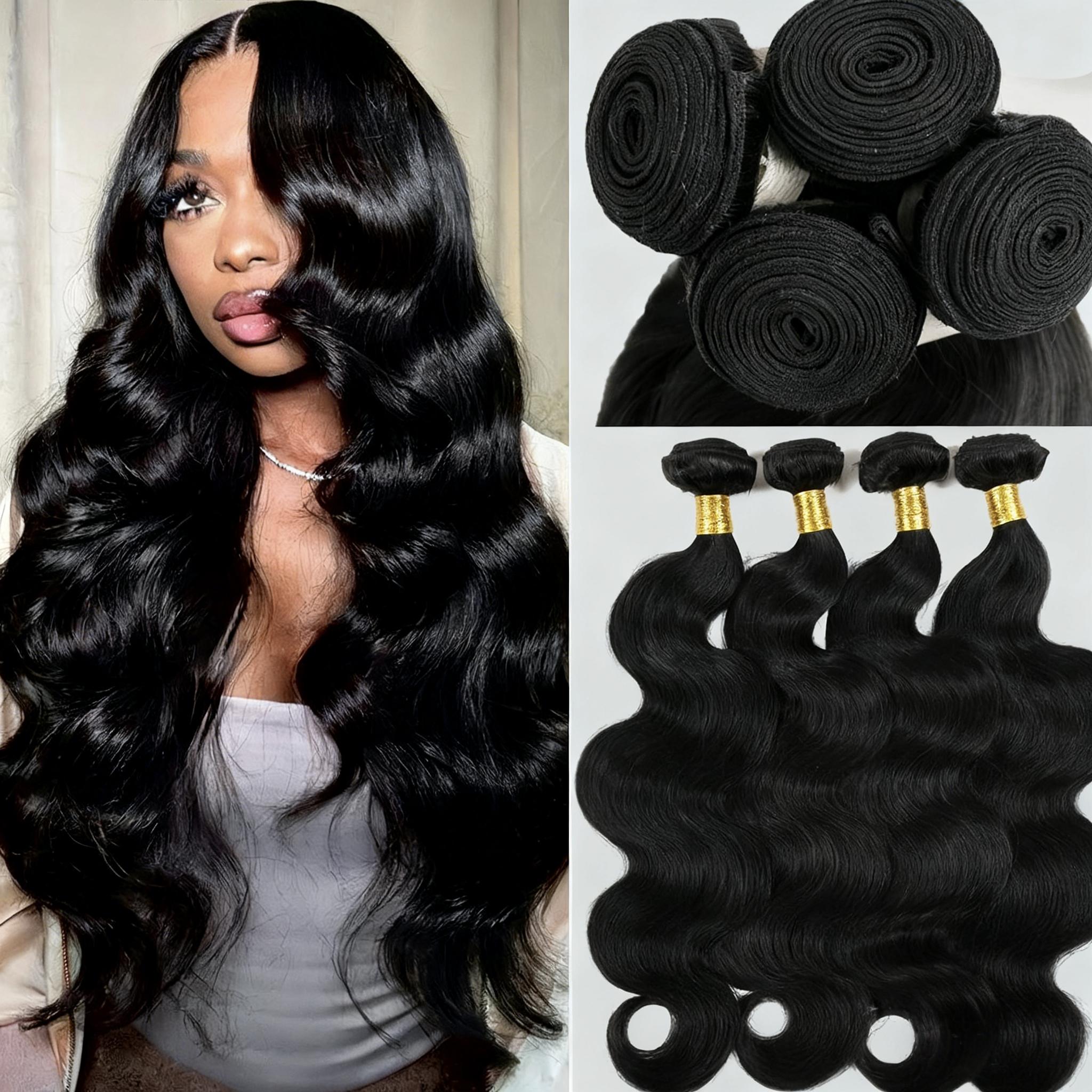 Human Hair Bundles Body Wave 3 Bundles Human Hair 1/3/4Pcs Unprocessed Brazilian Virgin Hair Bundles Quick Weave Hair Extension