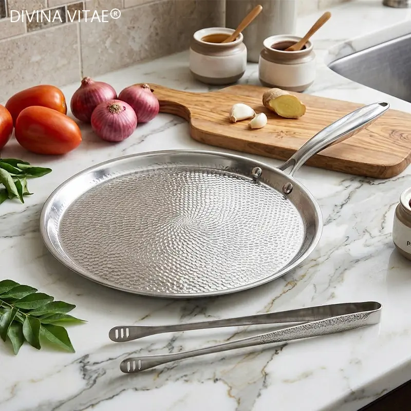 Hammered Titanium Alloy Scratch-Resistant Frying Pan with Durable Structure, Non-Stick And Easy to Clean, Indoor And Outdoor Use, Kitchen Essential