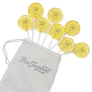 BeeInspired Gourmet Lemon Honey Lollipops Bag of 8 - Sweet Citrus Candy Made with Real Honey Lemon & Non-GMO Sugar Individually Sized Snack - Flavor