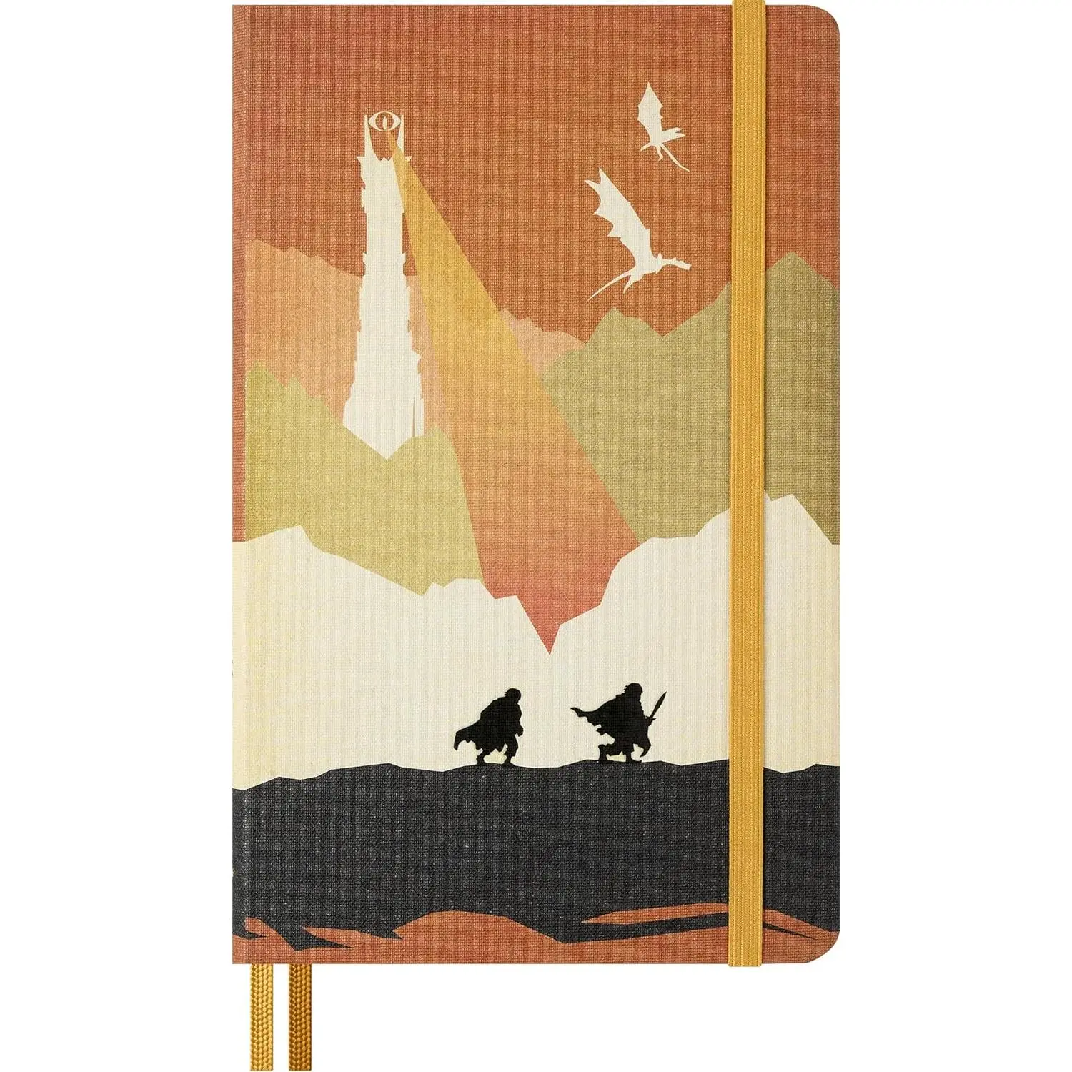 Moleskine Limited Edition The Lord of the Rings Hardcover Journal Notebook, Large (5" x 8.25"), College Ruled, Frodo & Sam Journey Graphic, 176 Pages, Ribbon Bookmark, Eco-Friendly for Fantasy Fans, College Ruled Notebooks, Lined Notepad, Fabric Cover, Be