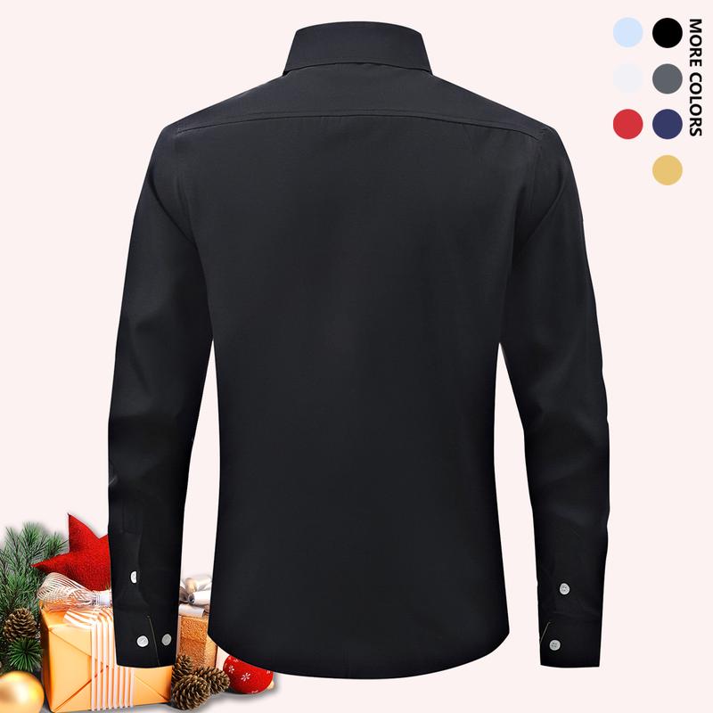 Pack of 5 Men's Business Casual Shirts - Solid Long Sleeve Button Up Shirt, Front Lapel Long Sleeve, Regular Length, Suitable for Four Seasons Office and Commuter Wear, Available in Multiple Colors