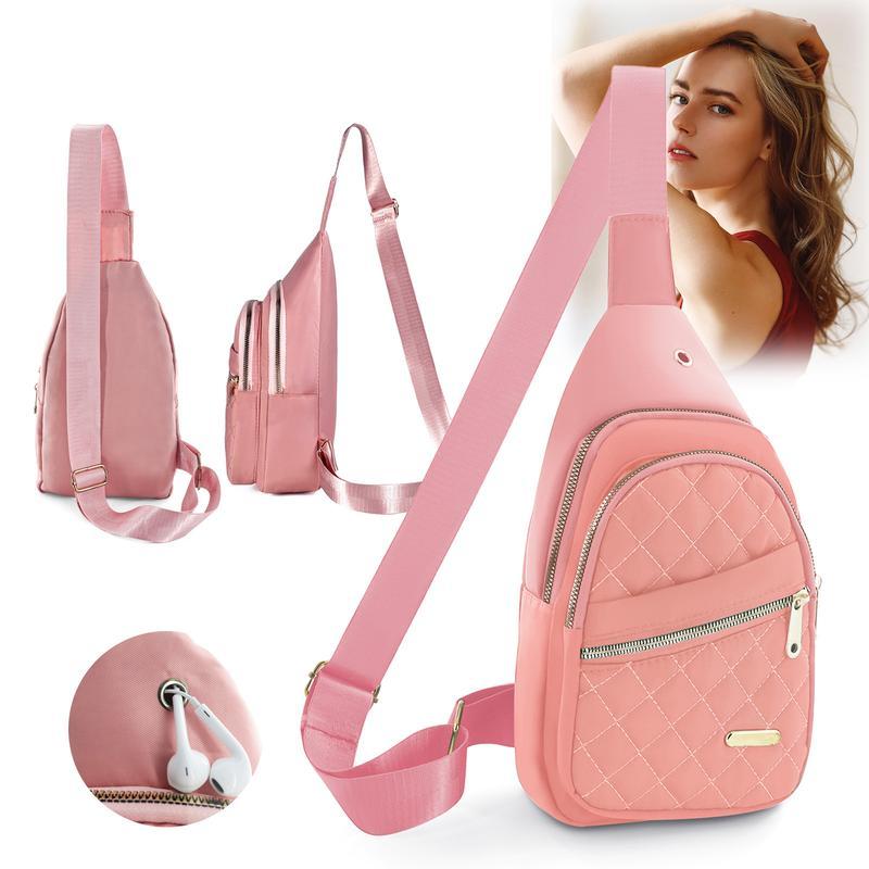 Solid Color Quilted Fanny Pack - Casual Zipper Chest Belt Bum Bag, Adjustable Sling Bag for Daily Use, Lightweight & Waterproof,Fashionable Large Capacity Sling Bag