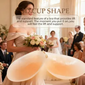 Version Seamless Strapless Push Up Sticky Bra With Reusable Silicone Cups And Nipple Covers - Invisible Adhesive Backless Bra For Wedding Party And Daily Dresses, Comfortable Breathable Sweat Resistant, Supportive Lift For Large Busts Womenswear