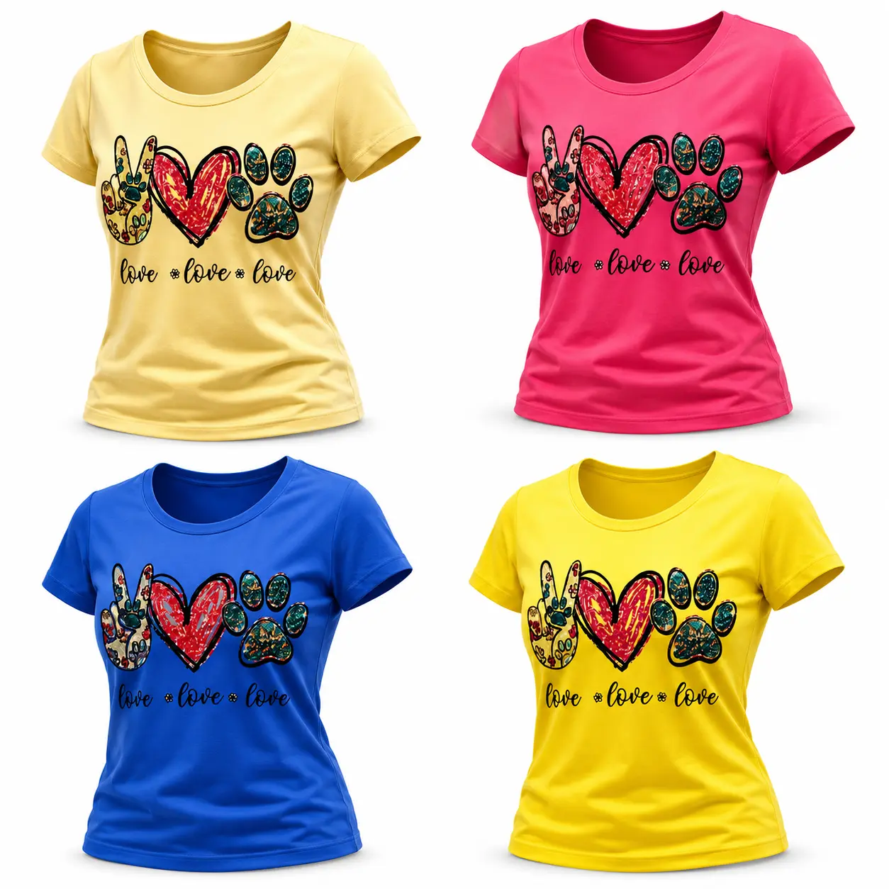 4pc p23021Women's Athletic Racerback Tank Top with Colorful Butterfly Print, Lightweight, Breathable, Moisture Wicking