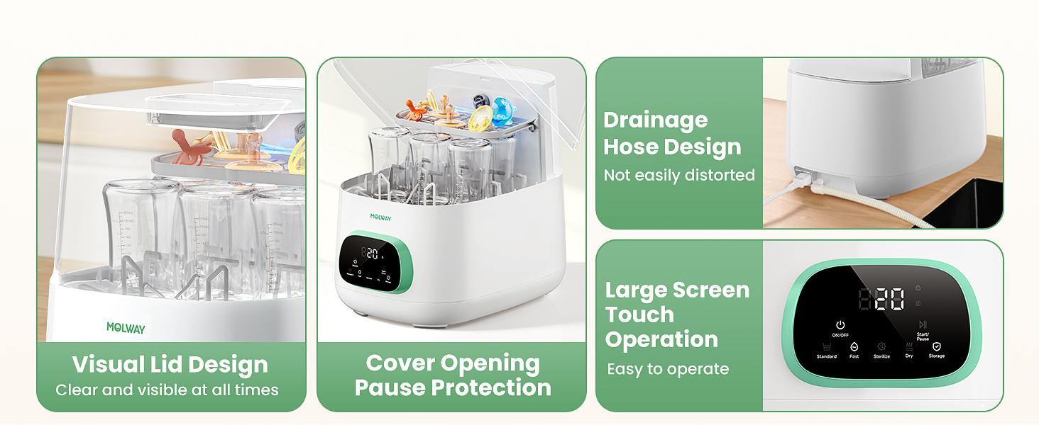 Baby Bottle Washer,Sterilizer And Dryer,Effortless All-in-One Cleaning Machine,Large Capacity for Bottles,Pump Parts & Baby Essentials, Free Your Hands And Save Time