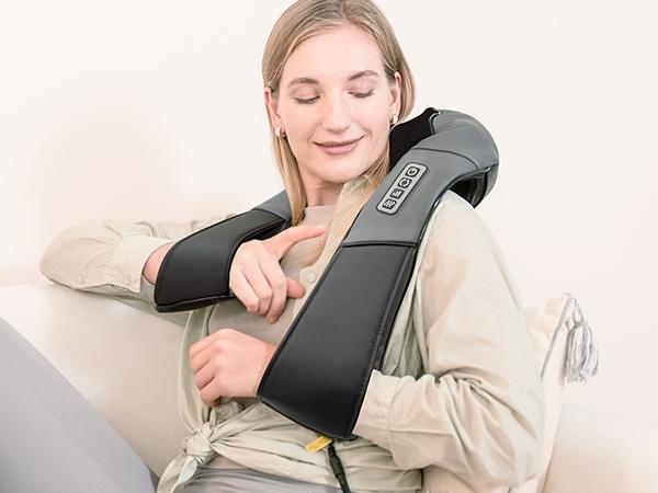 Medcursor Neck Massager with Heat Shiatsu Shoulder Back Kneading Electric Massage Pillow for Muscle Relaxation Deep Tissue Gifts Black