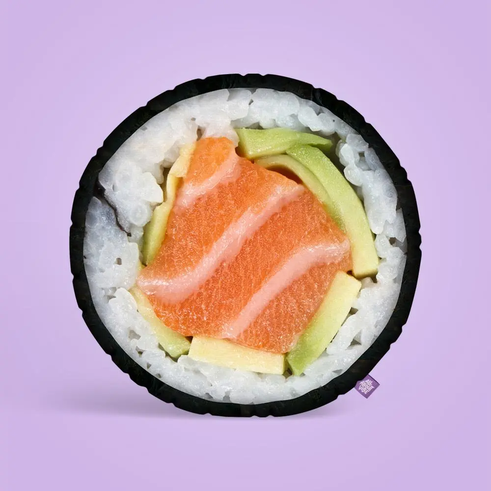 Sushi Pillow | All About Vibe – Cute Plush 3D Salmon Sushi That Brightens Any Room | Aesthetic Decor & Funny Gift for Sushi Lovers | Soft Velvet, Made in USA