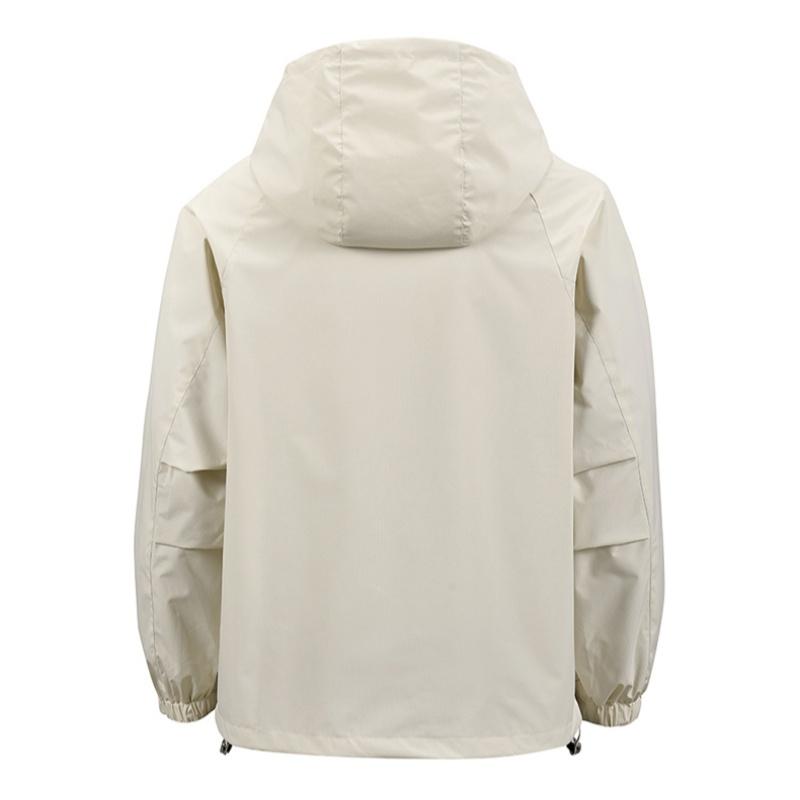 Spring and Autumn Half Zipper Hooded Pullover Sports Jacket Top Men's, New Autumn Jacket, Men's Windproof and Waterproof Outdoor Sports Mountaineering Fishing Suit, Pullover Men's Jacket, Multi-Pocket Sports Style Outdoor Loose Breathable Long Sleeve Top