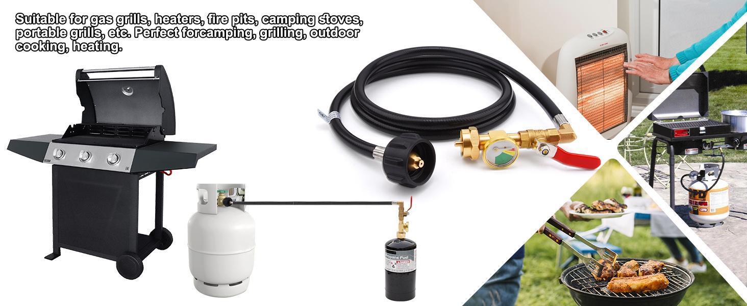 3FT Propane Refill Adapter Hose for 1 lb. Tanks - Refillable Propane Cylinder, Compatible with 1 lb. Propane Tank and 1 lb Throwaway Disposable Cylinder Propane Bottle Connector
